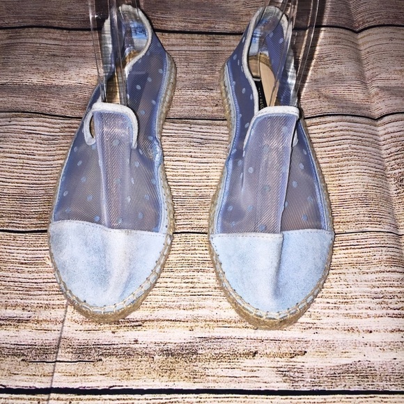 Zara Swiss dot Baby Blue Espadrilles Size 38 (EU) - Picture 1 of 7